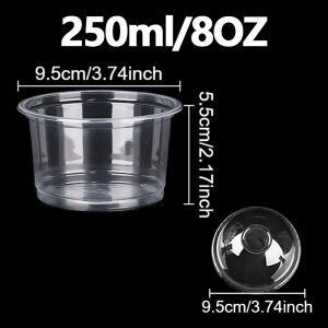 50PCS Dessert Cups Bowls Container with Dome/Flat Lids Disposable Plastic Cups Ice Cream Drinks Snacks Desserts Parties Birthday