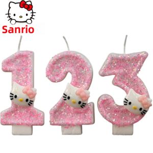 Bộ Nến Điện Tử Hello Kitty Màu Hồng Số 0-9 Sanrio Kawaii Tự Làm Trang Trí Bánh Sinh Nhật Kỷ Niệm