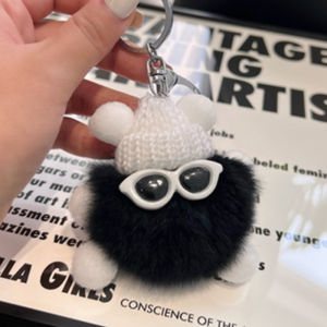 Mini Rex Rabbit Keychain Fluffy Key Chains Trinkets Pom Pom Keychain Trinket Pompons Keychains