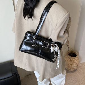 กระเป๋าสะพายไหล่ทรงสี่เหลี่ยมผืนผ้าสีดำขนาดใหญ่สำหรับผู้หญิง กระเป๋าสะพายไหล่แบบลำลอง กระเป๋าใส่รองเท้าเทควันบดี กระเป๋าสะพายไหล่แบบผูกเชือกสำหรับเดินทาง