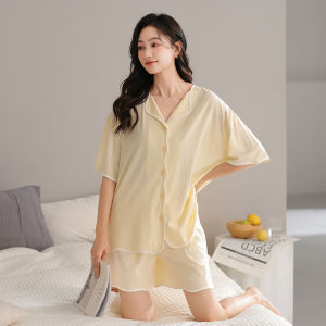 Bộ đồ ngủ nữ MiiOW tay ngắn bằng lụa băng thiết kế đơn giản thoáng khí và thoải mái