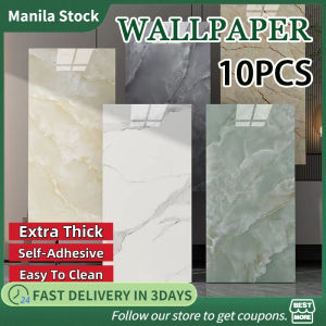 10PCS Marble Wallpaper PVC 3D Vinyl Tiles for Kitchen Bathroom Tiles Sticker Waterproof Adhesive