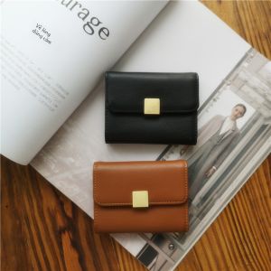 Mini Accordion Style Leather Credit Card Holder Multi-Slot Compact Womens Wallet Simple Design Fashionable Small Purse