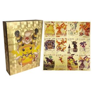 10-55Pcs/Box Pokemon Cards Metal Gold Black Silver TCG Sealed Booster Pack Gold Foil Cards English Version