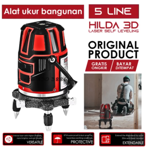 COD Taffware Meteran Waterpass digital Mesin Laser Leveling 5 Line Laser Red Infrared 4D + tripod