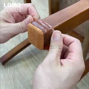 Bộ 4 Vỏ bọc lót chân ghế TPR LOMO siêu bền chống ồn chất liệu dày dặn đế phủ lớp gỗ chống trượt trầy xước