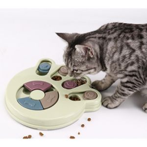 HATELI Pet Dog Slow Feeder Food Dispenser Cat Puzzle Toys Interactive Non-Slip Bowl for Dogs Pressure-relieving Cats Training Tool Blue Color