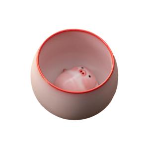 Creative Ceramic Tea Cup With Cute Pig Inside Funny Bubble Spitting Pig Bottom Teacup Gifts