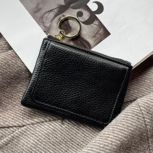 Womens Mini Coin Purse Leather Keychain Integrated Zipper Storage Bag Retro Style Fashionable Compact Wallet Youth Friendly