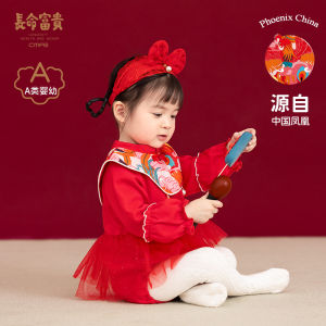 ชุดคลุมท้องสไตล์เจ้าหญิงสีแดงสำหรับเด็กผู้หญิง ชุดคลุมท้อง ชุดเก้าสิบวัน ชุดอายุครบหนึ่งปี เสื้อผ้าเด็ก ผ้าฝ้าย 100%