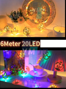 6M 20LED Deepavali Lights Led Diya Ganesha Lights Battery powered Fairy String Light LED Indian Deepavali Diwali Decoration
