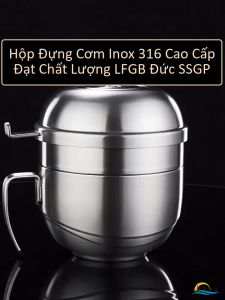 Cà Mèn Giữ Nhiệt 2 Ngăn Inox SSGP Hộp Cơm Văn Phòng Dung Tích Lớn 1.5L-2L Cách Nhiệt Chống Nóng Nắp Biến Hình Thành Bát Tiện Lợi
