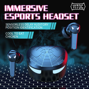 VITOG Gaming Headsets 45ms Low Latency TWS Bluetooth 5.1 Headphone Sound Positioning Wireless Earphone Noise Cancelling Gaming Earbuds