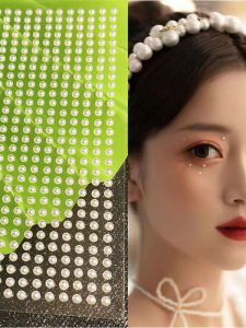 Self-Adhesive Pearl Rhinestone Stickers White Bridal Makeup Eye Tail Face Patch Brow Heart Music Festival No Glue Needed