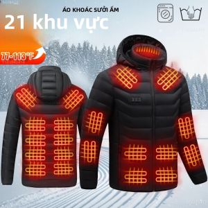 Áo Khoác Giữ Nhiệt Cho Nam Và Nữ Mùa Đông Áo Khoác Phao Tự Sưởi Ấm Bằng USB Có Mũ Trùm Đầu Tháo Rời Thích Hợp Cho Trượt Tuyết Cắm Trại 9/21 Vùng Giữ Nhiệt Áo Gió Giữ Nhiệt