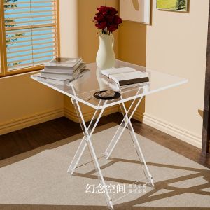 Acrylic Transparent Foldable Coffee Table Modern Minimalist Style Living Room Sofa Side Table Easy to Move Small Household