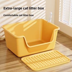 MONLEYTA | Extra Large Open Top Cat Litter Box Anti-Splash Odor Control Cat Toilet Giant Sand Tray For Cats Pet Supplies Cat Litter Partner