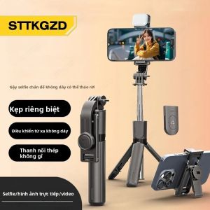 Chân Máy Ảnh Tự Sướng Mini Cầm Tay Có Đèn Chiếu Sáng Điều Khiển Từ Xa Không Dây Bluetooth Giá Đỡ Điện Thoại Có Thể Kéo Dài Để Phát Trực Tiếp