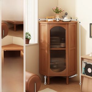 Corner Wall Storage Cabinet Non-Real Wood Dustproof Multi-functional Living Room Small Apartment Corner Shelf Organizer