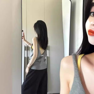 Áo Ba Lỗ Không Tay Màu Xám Gợi Cảm Cho Nữ Mùa Hè 2024 Áo Ba Lỗ Hở Lưng Áo Ba Lỗ Lót Bên Trong Áo Ba Lỗ Hở Lưng