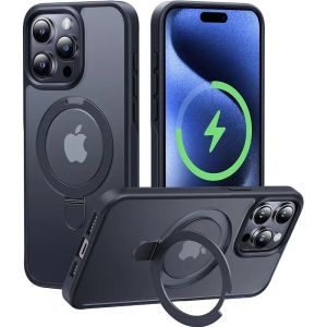 Metal Ring Stand Matte Magnetic Case for Magsafe IPhone Air 17 16 15 14 13 12 11 Pro Max Plus with Lens Protector Mac Safe Cover