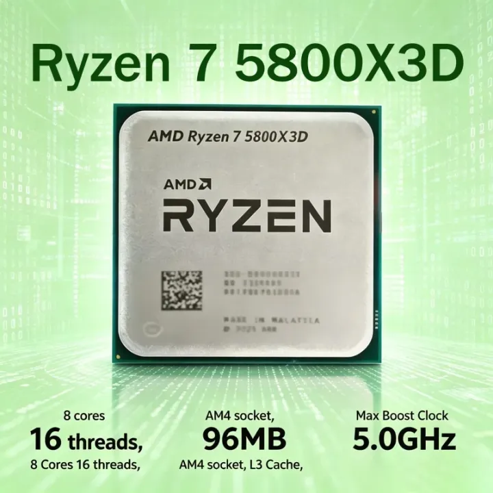 AMD Ryzen 7 5800X3D 8 Core 16 Thread Gaming Desktop Processor Up to 4.5GHz 96MB 3D V Cache AM4 Socket DDR4 PCIe 4.0 105W