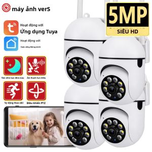 Camera WIFI PTZ Không Dây 5MP HD Camera An Ninh Gia Đình Ngoài Trời HD Với Tính Năng Theo Dõi Tự Động Tuya Smart Life Giám Sát Video Màu Trắng