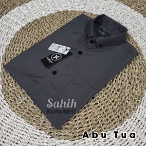 kemeja polos pria warna abu tua lengan pendek jumbo bigsize M-XXXL