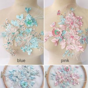 lace bordir bunga 3d with ostrich import