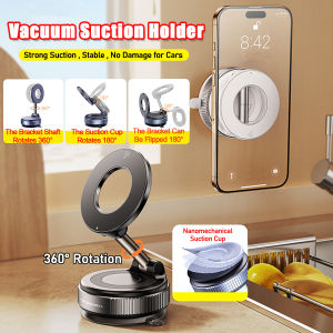 Vacuum Magnetic Car Phone Holder Foldable Vacuum Suction Cup 360° Rotatable Adjustable Car Phone Holder Magnetic Phone Holder For Car Cellphone Holder Car Phone Holder