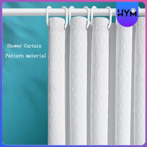 HYM 120cm/180cm Waffle Shower Curtain Waterproof makapal with Rod Bathroom Plain Color Windows Elegant Washable Cloth
