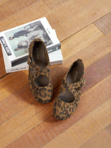 Josiny | Leopard Print Mary Jane Shoes Soft Flat Bottom