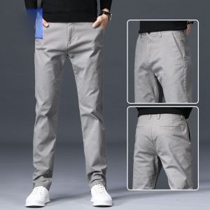 ROMON | กางเกงลำลองชายผ้าฝ้ายแท้ทรงตรงหลวมๆ ทรงธุรกิจฤดูใบไม้ผลิและฤดูใบไม้ร่วง กางเกงขายาวทรงตรงสำหรับฤดูร้อน