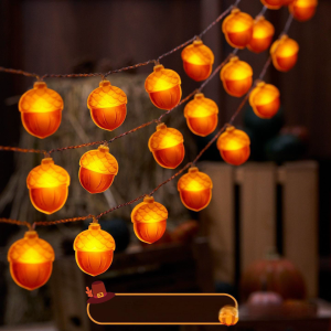 other | Fall Maple Leaf Pumpkin Acorn String Lights Thanksgiving Halloween LED Fairy Lights Battery Operated Autumn Harvest Decorative
