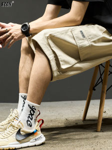 Summer Mens Short Sleeve Set Loose Casual American Style T-Shirt And Workwear Shorts Five-Quarter Length Cotton 100%