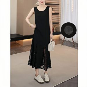 Váy Ren Đan Thời Trang Xuân 2025 Cho Nữ Váy Ngắn Chữ A Váy Midi Không Tay Váy Dự Tiệc Mùa Hè Váy Dự Tiệc