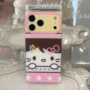 Sanrio | Cartoon Square Sanrio Hello Kitty Frosted Phone Case For iphone 17 16 15 Pro Max 17 Lens Protective Shockproof TPU Hard Cover