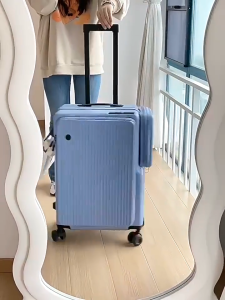 【SG Stock】20/24/28 Inch Front Opening Luggage Multifunctional Expandable Lightweight Luggage With Side Pocket | Built-in Cup Holder Phone Stand & Charging Port | Ultra-Quiet Wheels + One-Button Brake行李箱