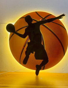 (ẢNH CHỤP) Tranh treo tường đèn led bóng rổ trang trí decor kèm đinh treo tiện lợi