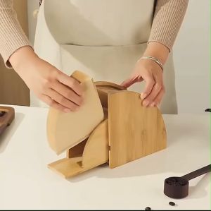 ที่ใส่กระดาษกรองกาแฟความจุ100ชิ้นชั้นกล่องใส่ของไม้ไผ่กระดาษกรองเอสเพรสโซ่กล่องรูปพัดลมกันฝุ่นพร้อมฝาปิด