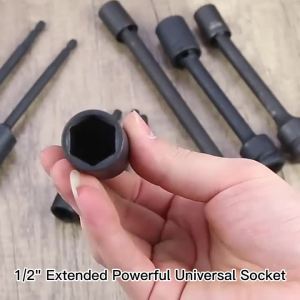 Hi-Spec | Hi-Spec Impact Universal Joint Set 1/2" Drive 360-Degree Swivel Socket Adapter High-Torque CR-MO Steel Automotive Hand Tool
