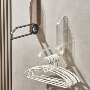 Wall Mounted Hanger Organizer Expandable Clothes Hanger Storage Rack No Drilling Space Saving Foldable Hanger Holder for Home Closet Laundry Room