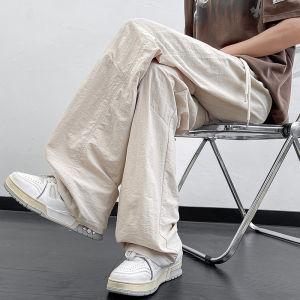 Quần Dài Thường Ngày Bằng Lụa Băng Nam Mùa Hè Rộng Rãi Ống Đứng Quần Dài Thể Thao Gấp Gọn Phong Cách Mỹ Thời Trang Quần Dài