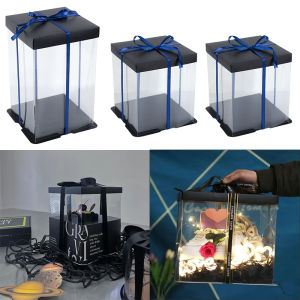 20/28cm Birthday Cake Box Transparent Packaging Box for Wedding Christmas Party Baby Shower Gift Toys Bear Package Box Supplies