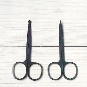 AmoKi Scissors Manicure Scissors Nose Hair Scissors Stainless Steel Nail Makeup Scissor Sharp Round Eyebrow Scissors Black