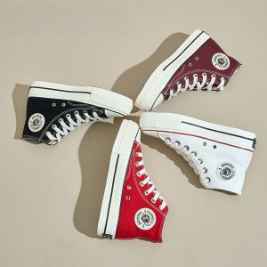 รองเท้าผ้าใบส้นหนาสีม่วงเข้มสำหรับผู้หญิง ทรงหัวมน ส้นแบน พื้นยาง รองเท้าผ้าใบสีชมพูสไตล์ย้อนยุค 1970s สำหรับผู้หญิง