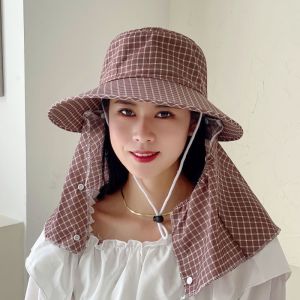 Removable Sun Hat with Wide Brim Womens Summer Cycling Neck Protection Dustproof Sun Hat Outdoor Hiking Pastoral Face Covering Tea Picking