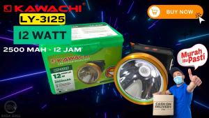 Kawachi Senter Kepala 12 Watt + Bulb 5 Watt LY-3125 Cahaya 12W Recas Rechargeable 12 Jam Outdoor Laz Cod Bisa Bayar di Tempat Graha Mart
