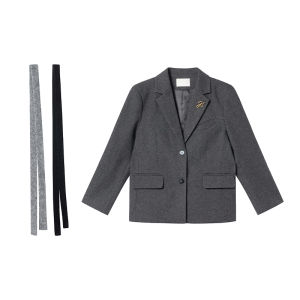 Metal Letter Pin Loose A-line Pleated Skirt Set