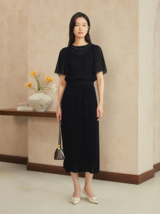 Summer French Style Puff Sleeves Waist Shaping Embellished Dress
